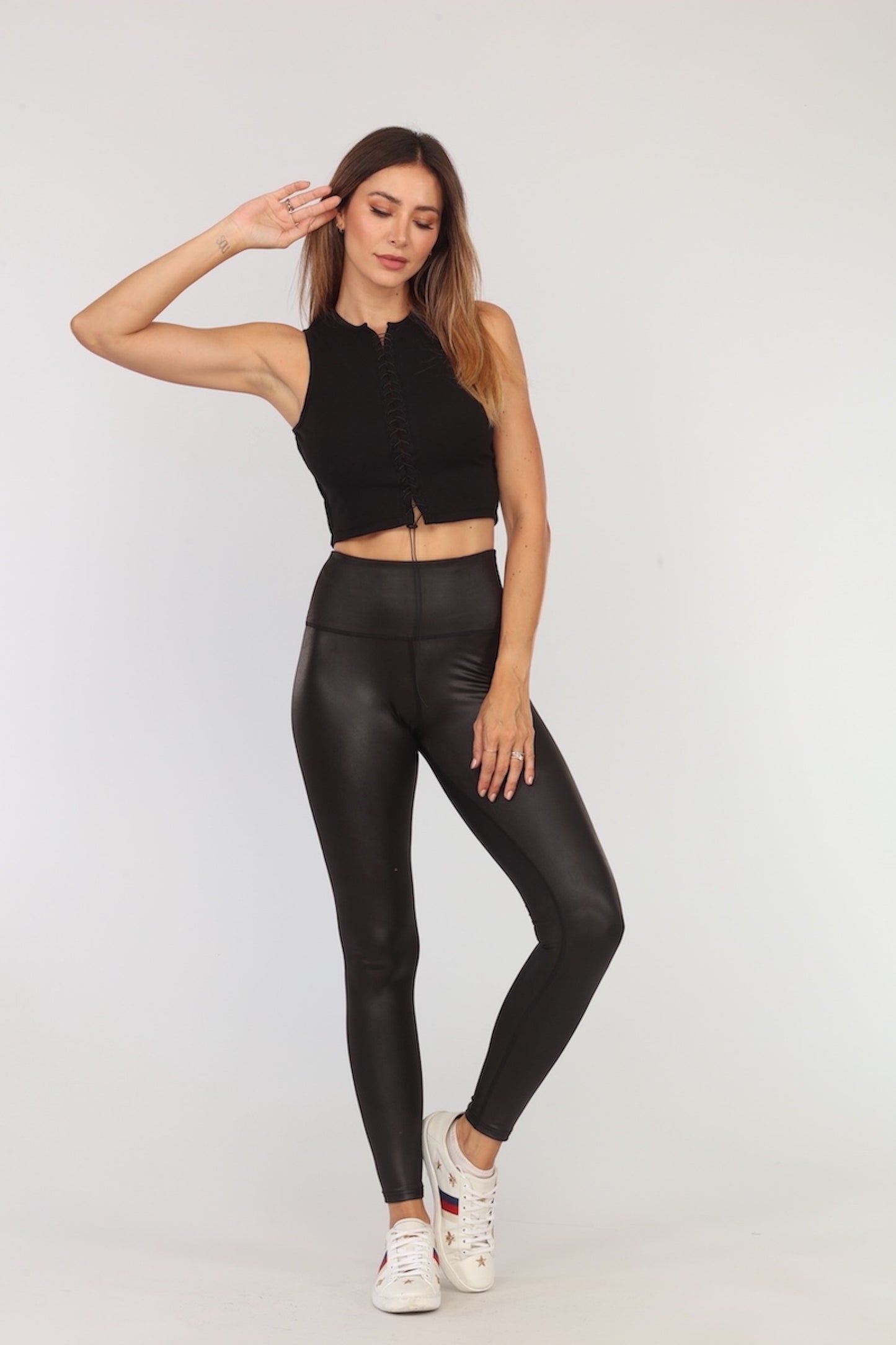 FAUX LEATHER HIGH-WAIST LEGGINGS